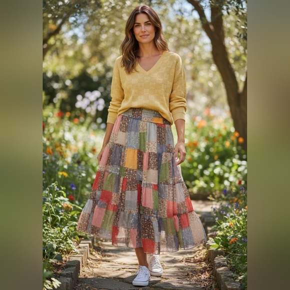 Hand Crafted Dresses & Skirts - Floral Patchwork Maxi Skirt